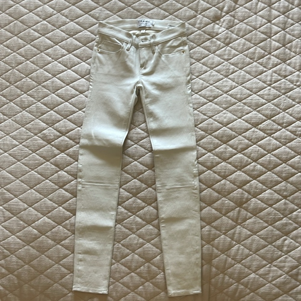 Frame le skinny de jeanne blanc leather - Picture 2 of 4